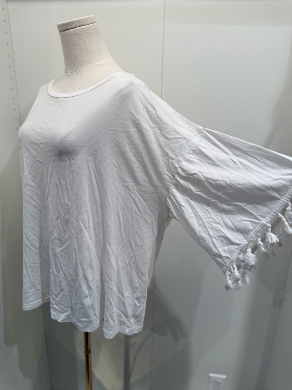 Lord & Taylor White Cotton Tassel Sleeve Tunic Top - Picture 3 of 7